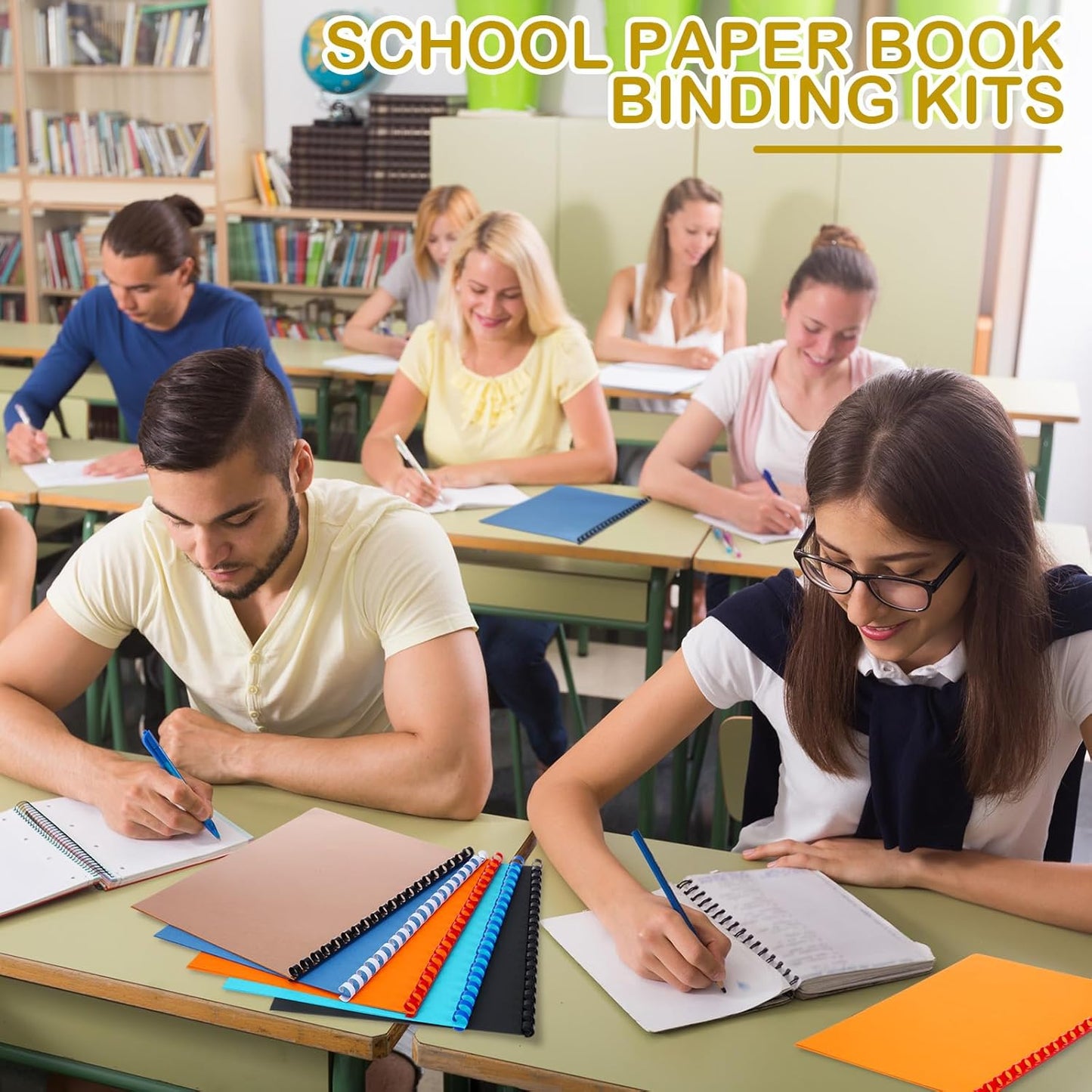 160 Pack Binding Covers and Combs kit 8.5x11 Inches Include 60 Pcs 12 mil Leather Texture Binding Cover 60 Pcs 8 mil Clear PET Presentation Covers 40 Pcs Binding Combs Letter Size(Vivid Color)