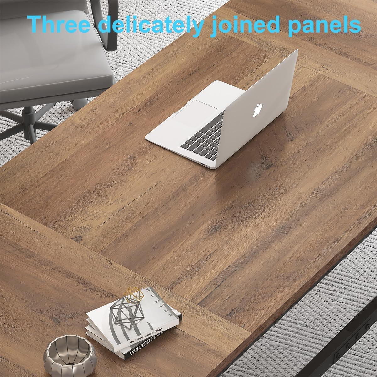 HSH Large Home Office Desk, Modern Wood Metal Computer Desk for Two Person, Extra Long Executive Writing Study Gaming Double Desk Workstation, 70 Inch Rustic Bedroom Living Room Table for 2 Monitors