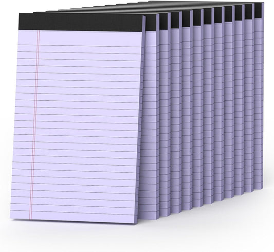 360 Sheets Purple Note Pads 5" x 8" Pack of 12 Small Legal Pads College Ruled Lined Paper with Micro-Perforated Writing Notebook 30 Sheets per Pad Small Notepad for School, Office & Home Supplies