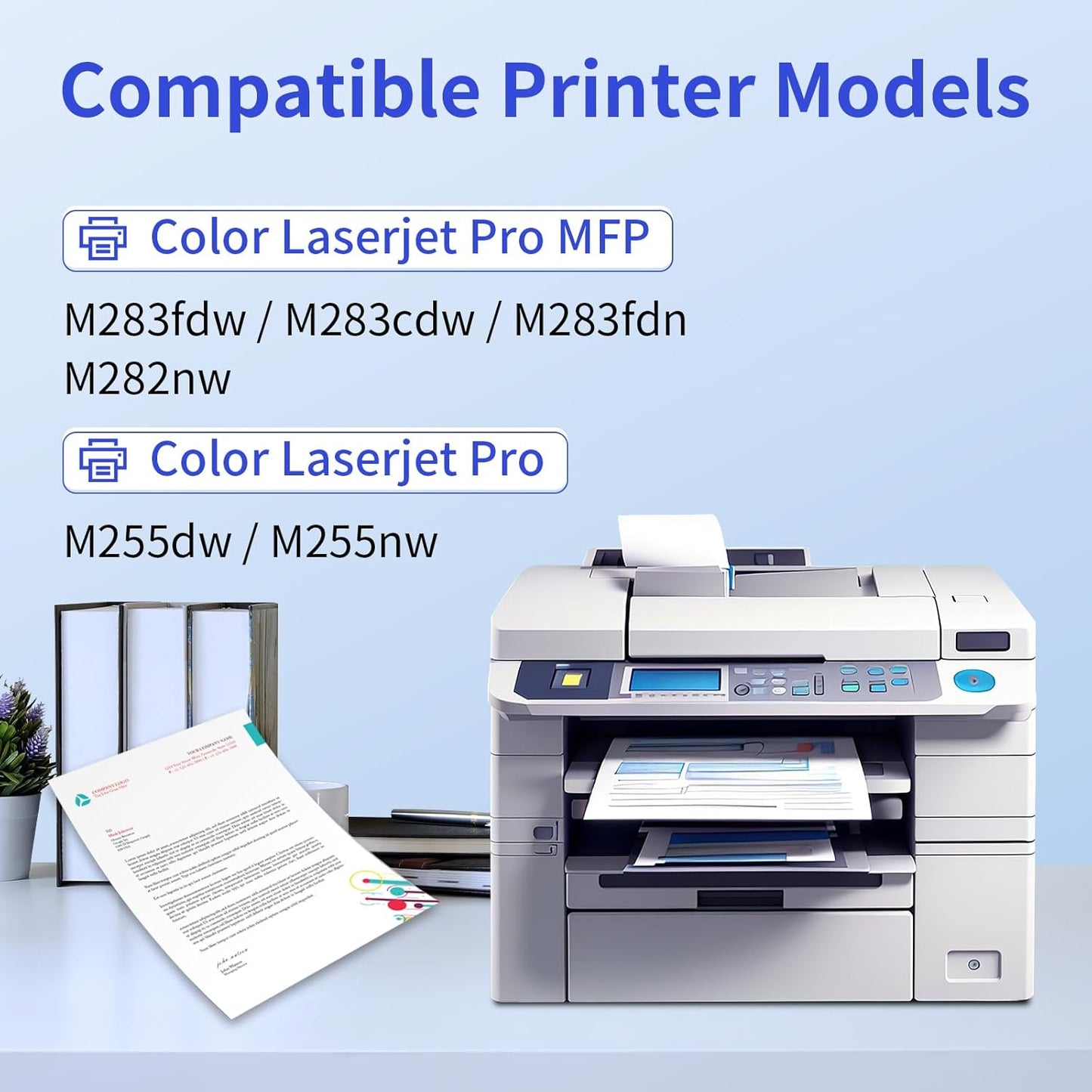 206X Toner Cartridges 4 Pack High Yield (with Chip) Compatible Replacement for HP 206X 206A for Color Laserjet Pro MFP M283fdw M283cdw M283fdn M282nw Pro M255dw M255nw M283 M255 Printer W2110X W2110A