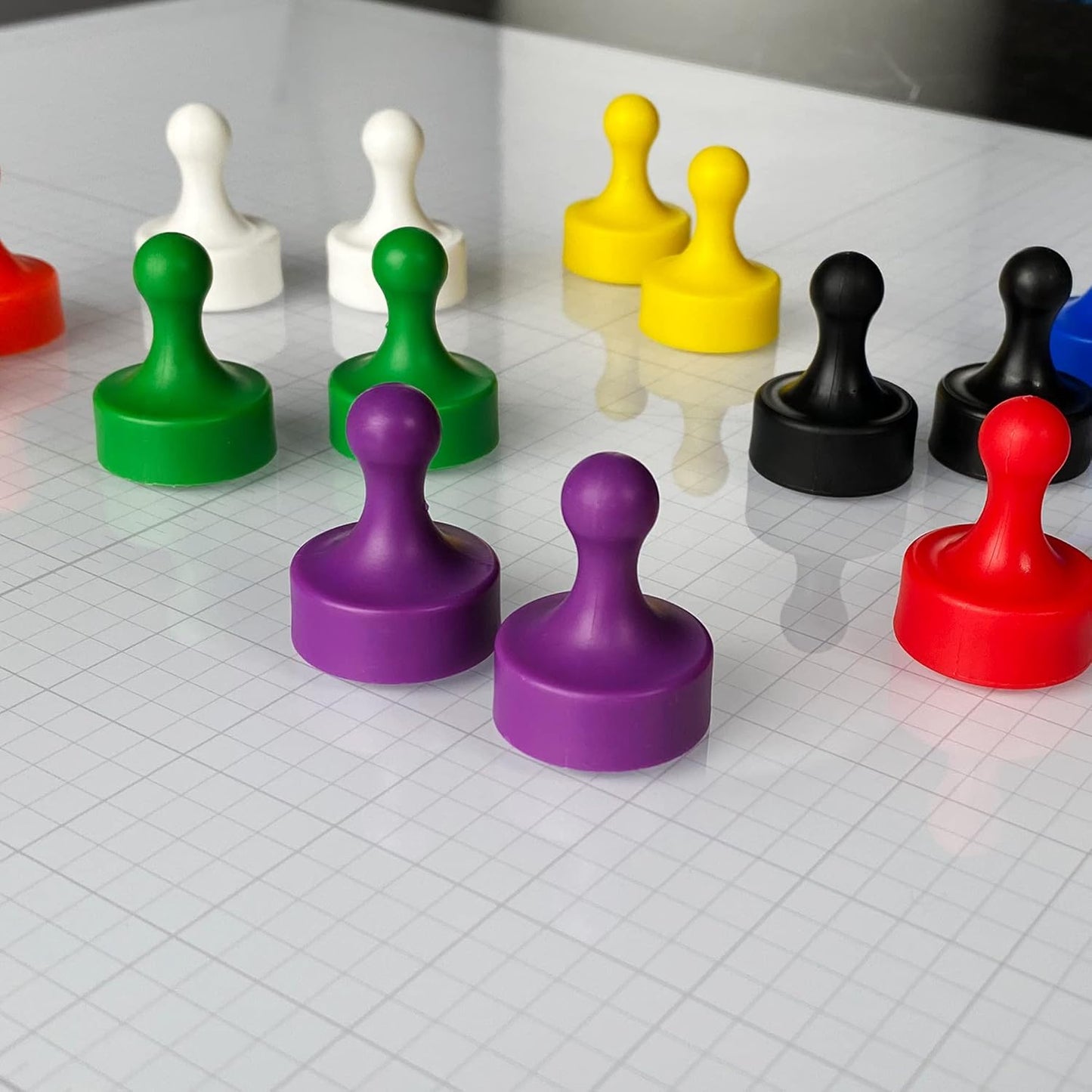 GLASSBOARD STUDIO Powerful Neodymium Magnets, Pawn-Shaped - Strong Fridge/Refrigerator and Whiteboard Magnet, Ideal for Office, Kitchen, Crafts - Rare Earth, Heavy Duty (8, White)