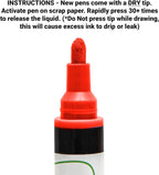 Glass Pen Window Marker: Liquid Chalk Markers for Glass, Car Marker or Mirror Pen with Washable Paint - Car Windows, Mirror, Storefront Windows, Parade & Party, Holiday (Red, Fine Tip)