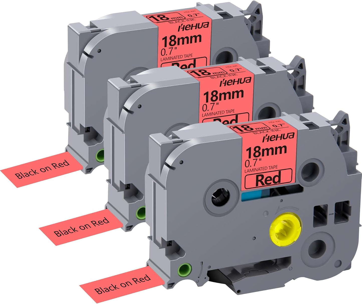 Hehua Tape Tze Tz 18mm 0.7 Laminated Red Compatible for Brother P-Touch TZe-441 TZe441 TZ-441 TZ441 Tape for Ptouch PT D400 D600 D610 P710bt, 3/4'' x 26.2ft Black on Red, 3 Pack