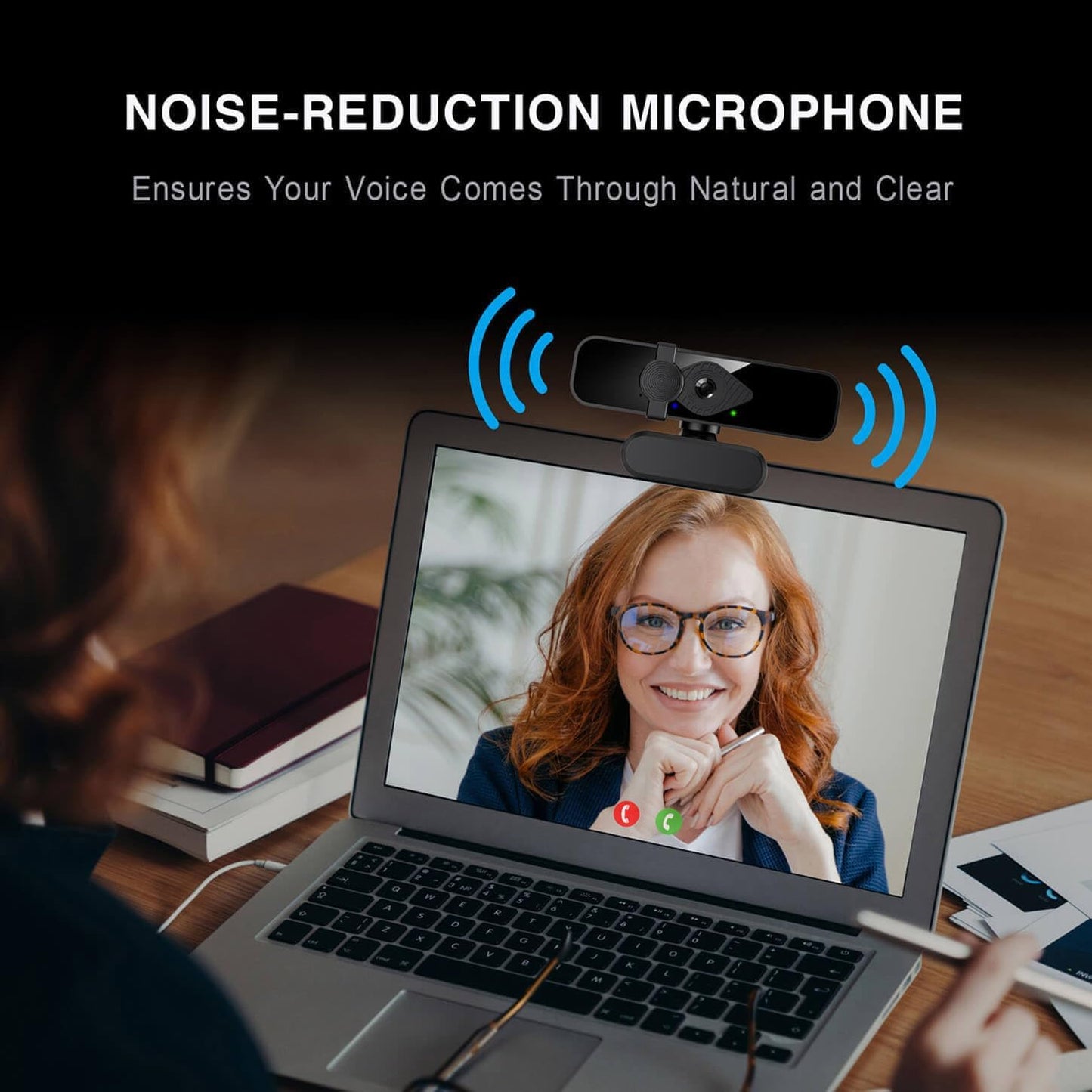 2K Ultra HD Webcam, Computer Camera for PC Monitor Laptop Desktop - External Web Cameras with Microphone, USB C Adapter, Privacy Cover for Video Conferencing, Streaming & Online Learning