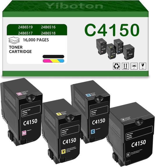 High Yield C4150 Toner Cartridges Replacement for Lexmark C4150 24B6519 24B6516 24B6517 24B6518 Toner Compatible for Lexmark C4150 Printer (4 Pack Black Cyan Magenta Yellow)