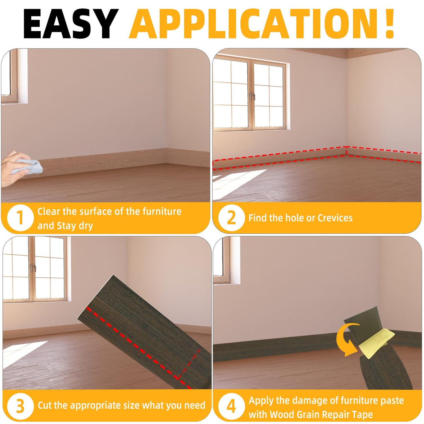 GSCIT Club Brown Walnut Wallpaper, 24 inch X 25ft Self Adhesive Wood Grain Repair Tape Patch for Tables, Chairs, Baseboards, Doors, Windows, Floors, Handicraft DIY.