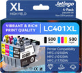 LC401XL Ink Cartridges for Brother Printer 4 Pack Work with Brother MFC-J1010DW MFC-J1012DW MFC-J1170DW Printer (1 Black, 1 Cyan, 1 Magenta, 1 Yellow)