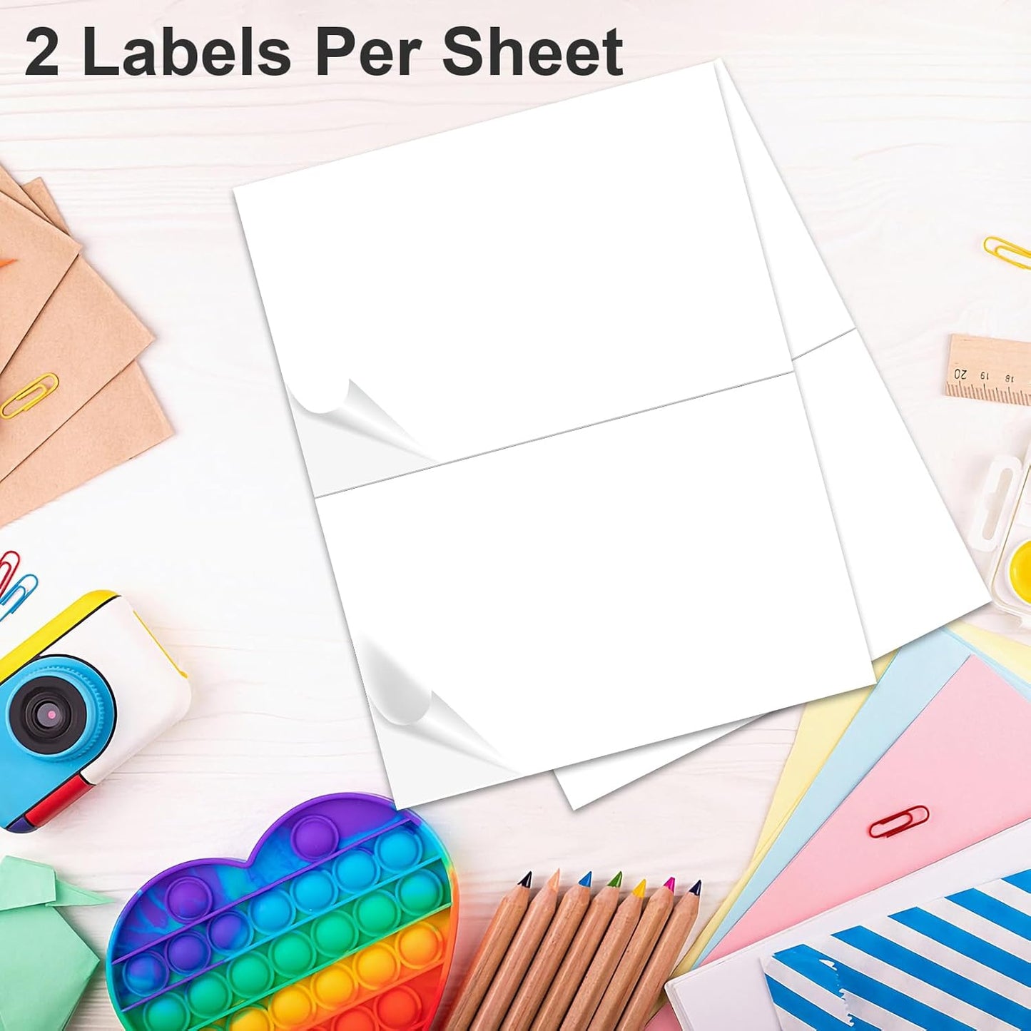 200 Half Sheet Self Adhesive Shipping Labels 100 Sheets, 8.5" x 5.5" Address Labels Laser/Ink Jet White Blank (100 sheets-200 Count)