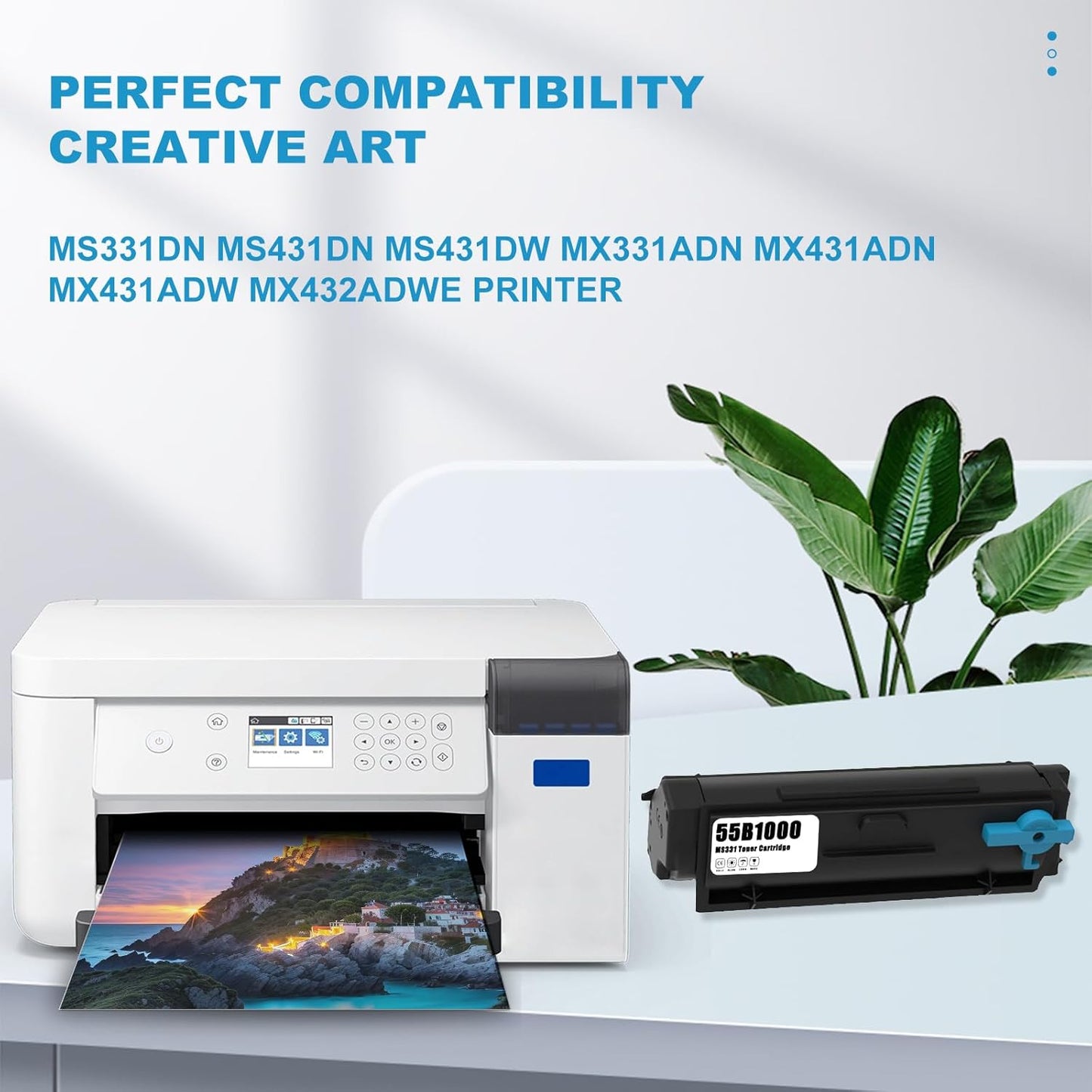 High Yield 55B1000 Black Toner Cartridge [with New Chip] MS331 Toner Replacement for MS331dn MS431dn MS431dw MX331adn MX431adn MX431adw MX432adwe Printers Toner (3,800 Pages)