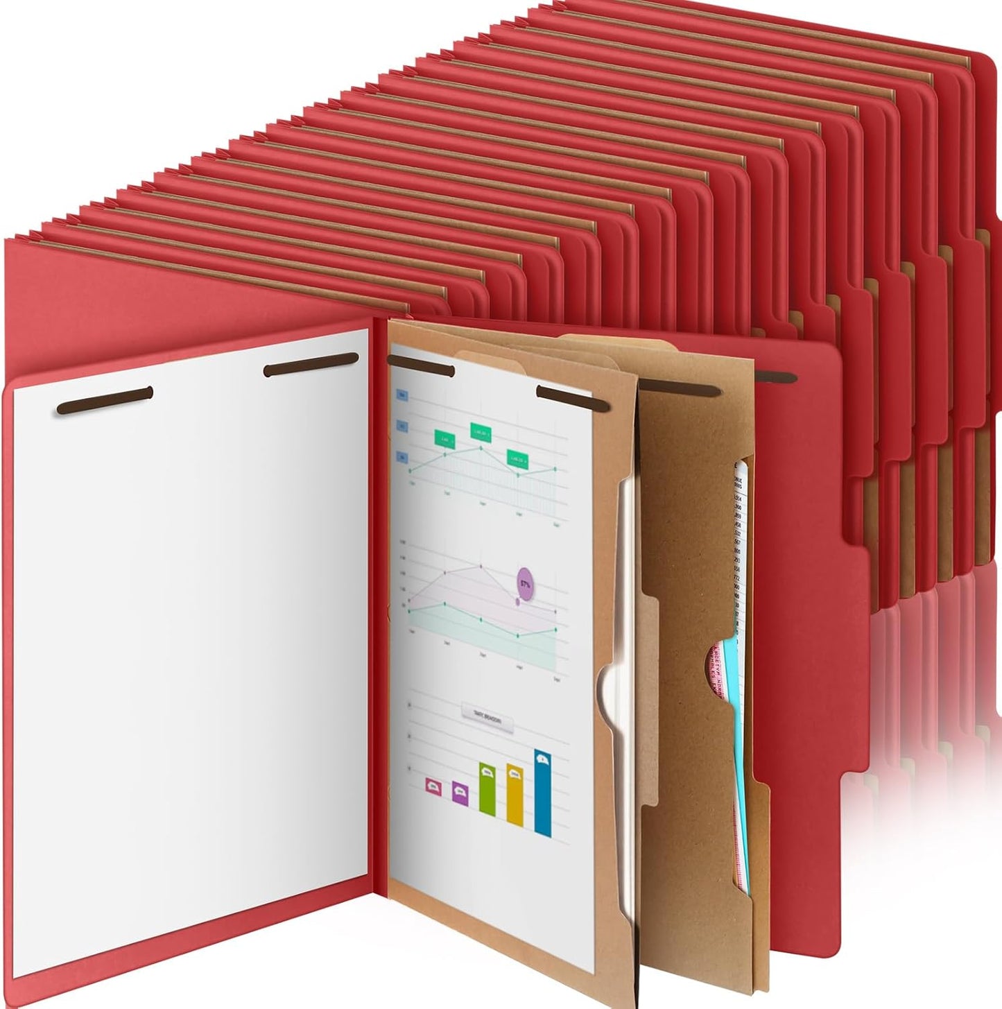 36 Pcs Classification Folders Letter Size, 2 Pocket Dividers Pressboard File Folder with Fasteners, Expanding File Organizer Bulk for Teachers, Clergy, Office, Church, Christmas (Red)