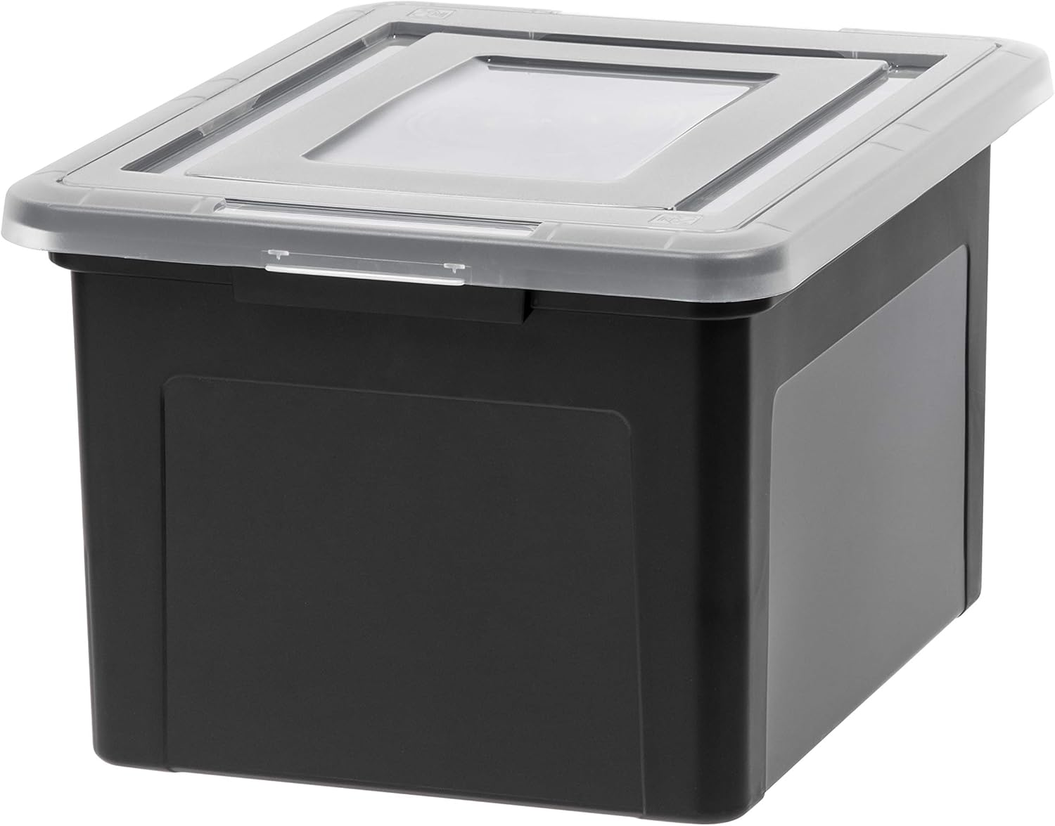 IRIS USA File Box File Organizer Plastic File Box for Letter/Legal File, BPA-Free Plastic Storage Bin Tote Organizer with Durable and Secure Latching Lid, Stackable and Nestable, Black 35 Qt. 1Pack