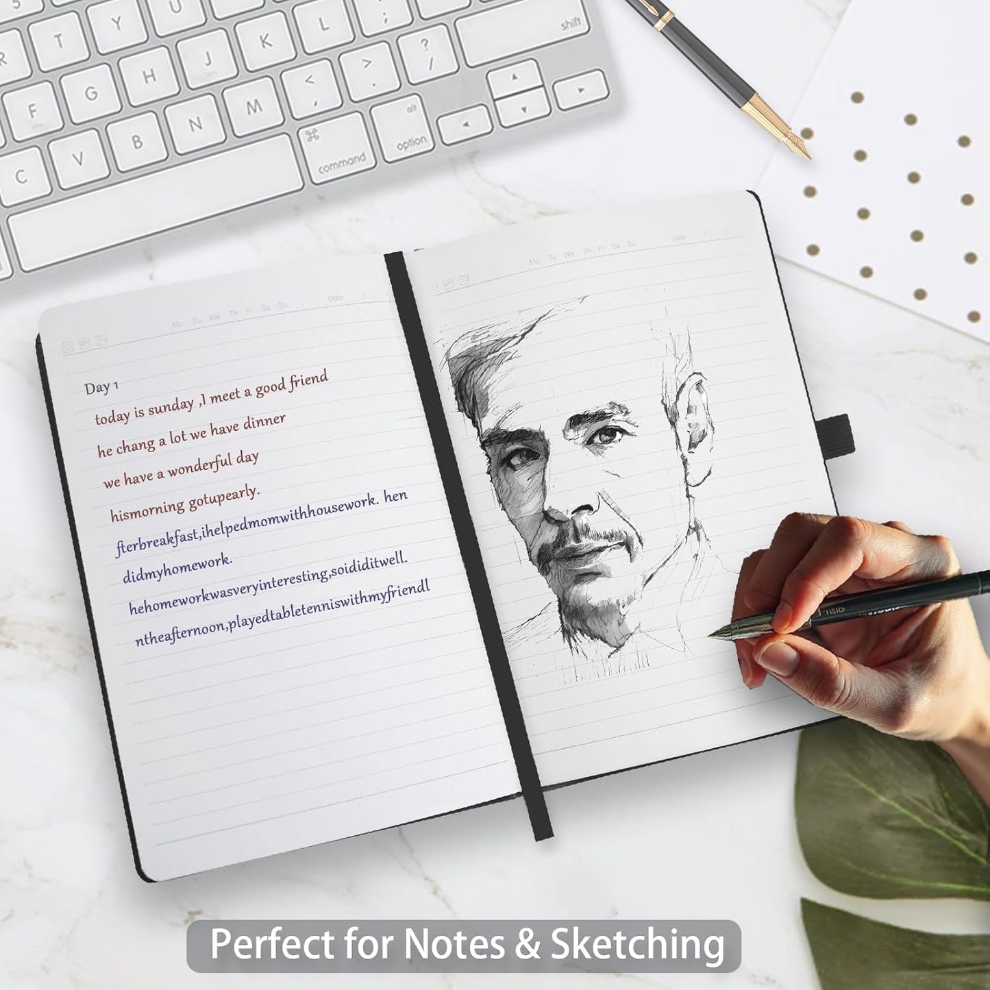 Hardcover Notebooks, 6 Packs A5 Lined Journals Notebook for Writing 160 Pages, 8.2 x 5.5 inch, Black Classic Ruled Notebooks for College/Work/Travel (Black-6 Pack)