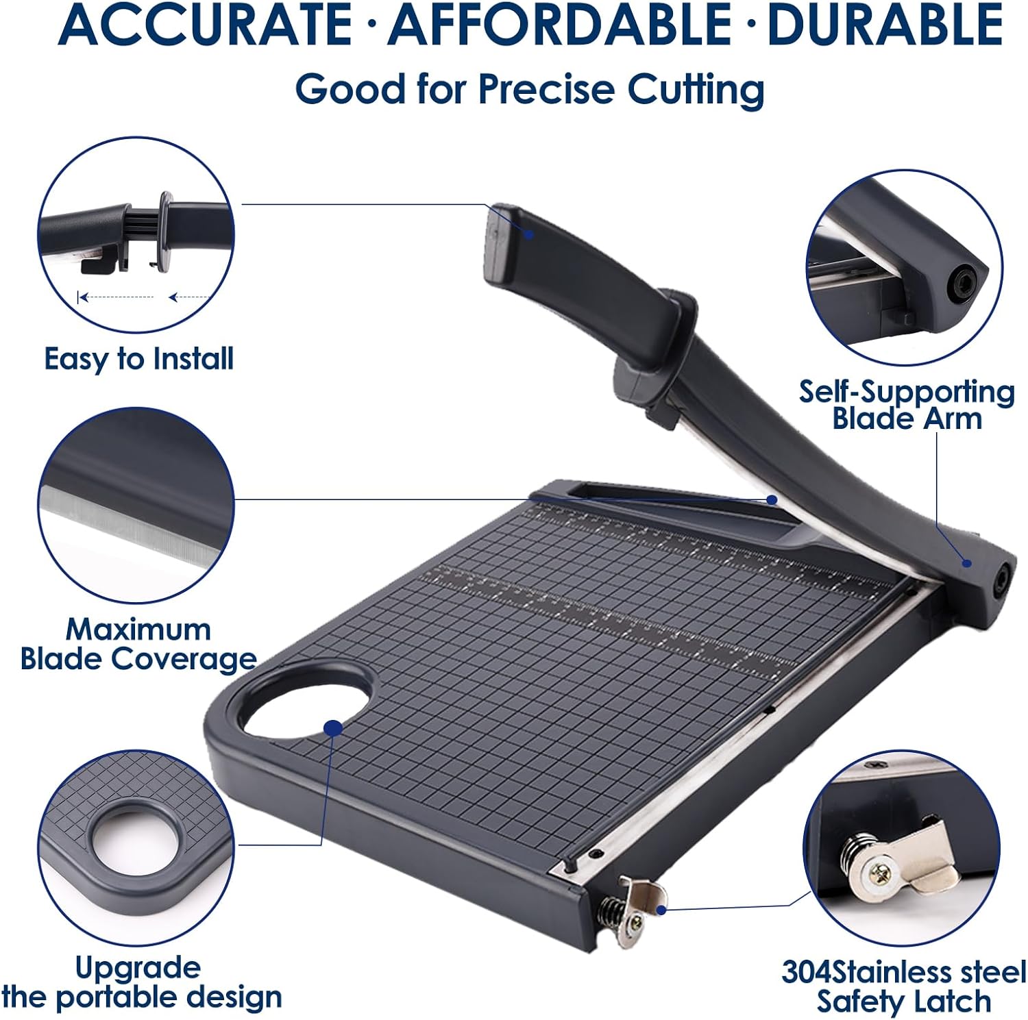 Paper Cutter,Heavy Duty Guillotine Paper Trimmer with Portable Base DesignandSafety Guard/Blade Lock,12" Cut Length Paper Slicer with17PCS Capacity,Cardstock/Laminating/Cardboard/Photos/Vinyl,(Grey)