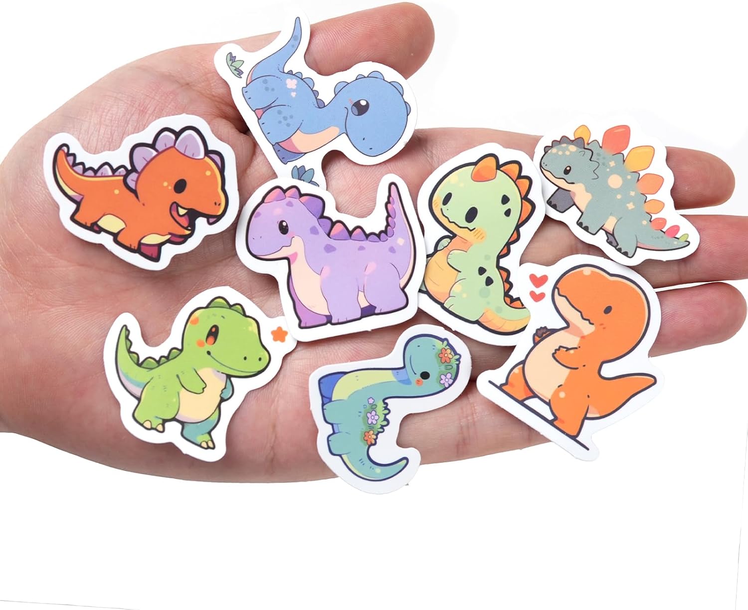 Aowplc 100 Pcs Cute Dinosaur Stickers Pack | Vinyl Stickers for Kids & Toddlers | Dinosaur Party Favors Crafts and Rewards