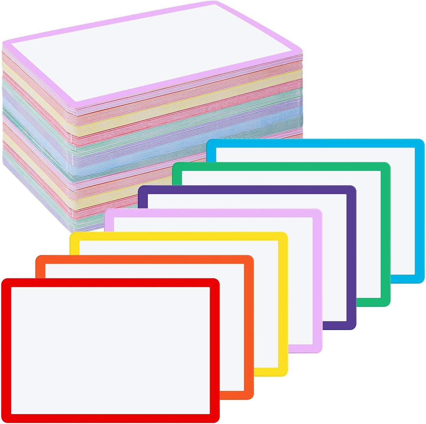Harloon 100 Pcs Dry Erase Index Cards 3 x 5 Inch Laminated Reusable Dry Erase Note Cards Sheets for Office to Do List (Multicolored)