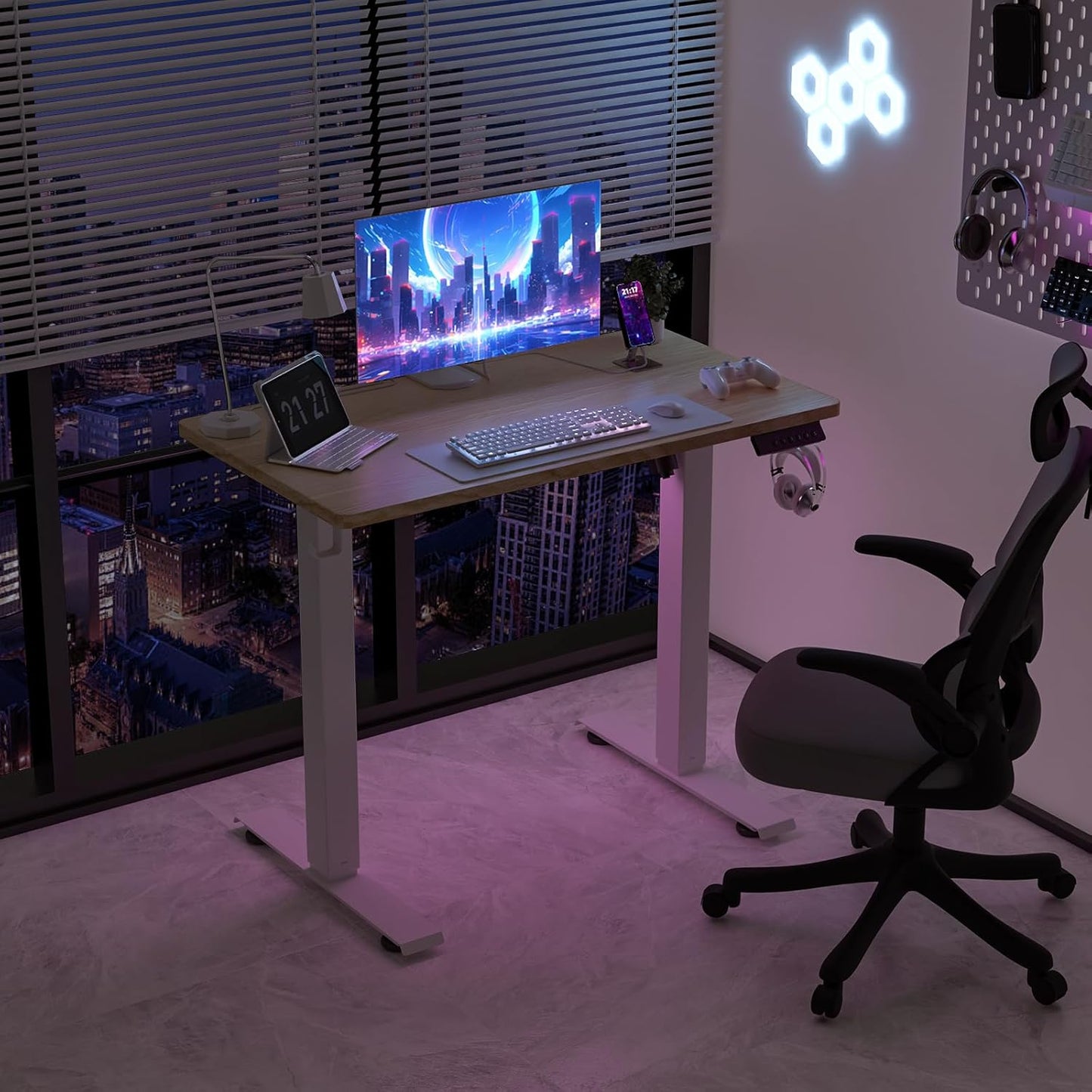 35 * 20 Electric Standing Desk, Adjustable Height Sit Stand Up Desk, Motorized Home Office Computer Gaming Workstation Desk