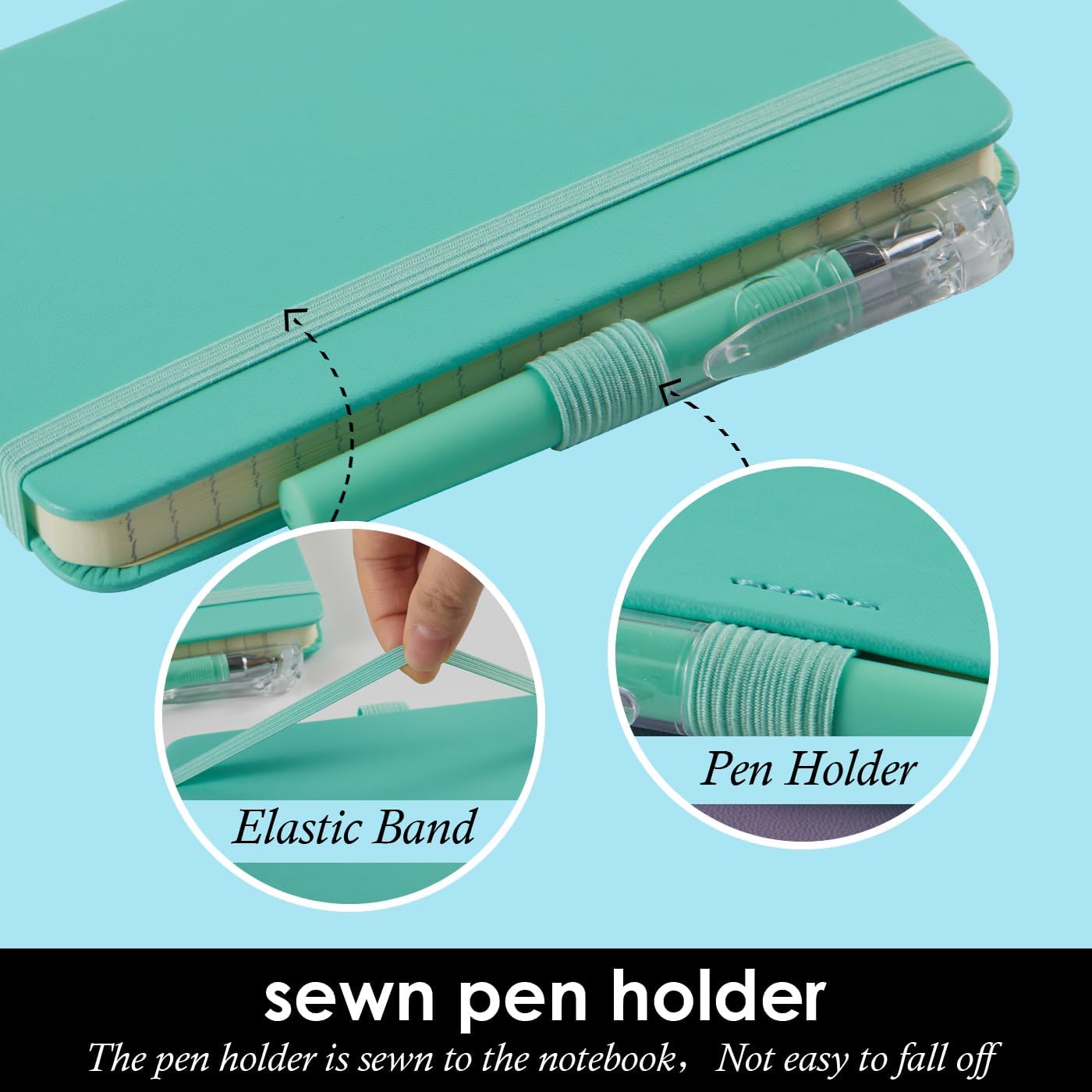 3 Pack Small Notebook Journal with Pen, A6 Mini Pocket Size Notepad Journal Notebook for Women/Men Work, Cute Note Book Note pads, 3.7" x 5.7", Leather, Pink, Purple, Green