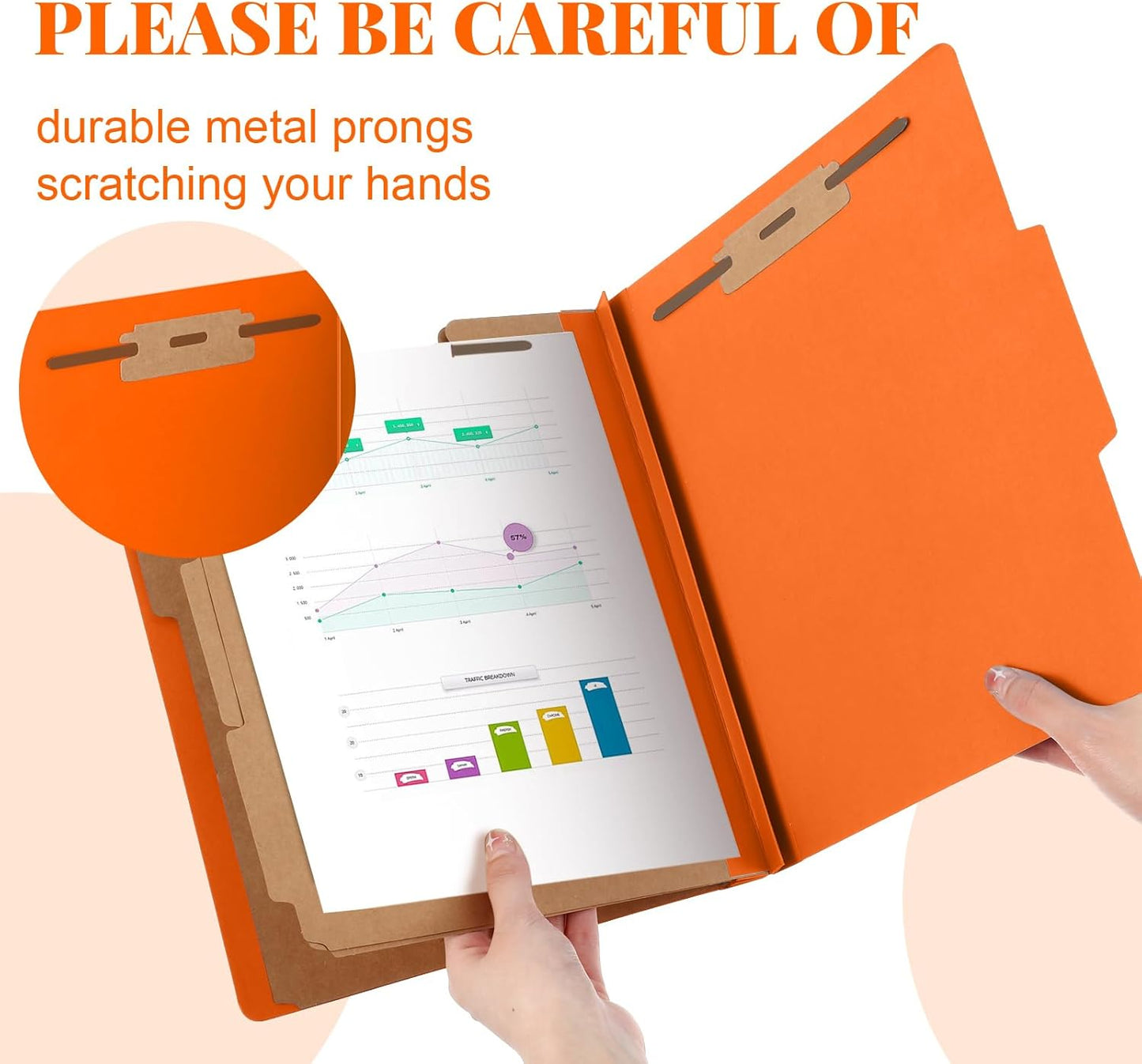 36 Pcs Classification Folders Letter Size, 3 Divider Pressboard File Folder with Fasteners, Expanding File Organizer Bulk for Teachers, Clergy, Office, Church, Christmas Donations (Orange)