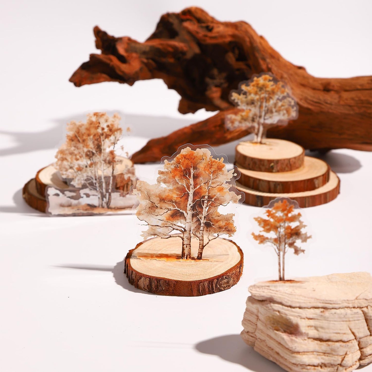 Forest PET Sticker Set, 120PCS Tree Ephemera for Scrapbooking, Journaling, Crafting, DIY Projects, and Art Supplies