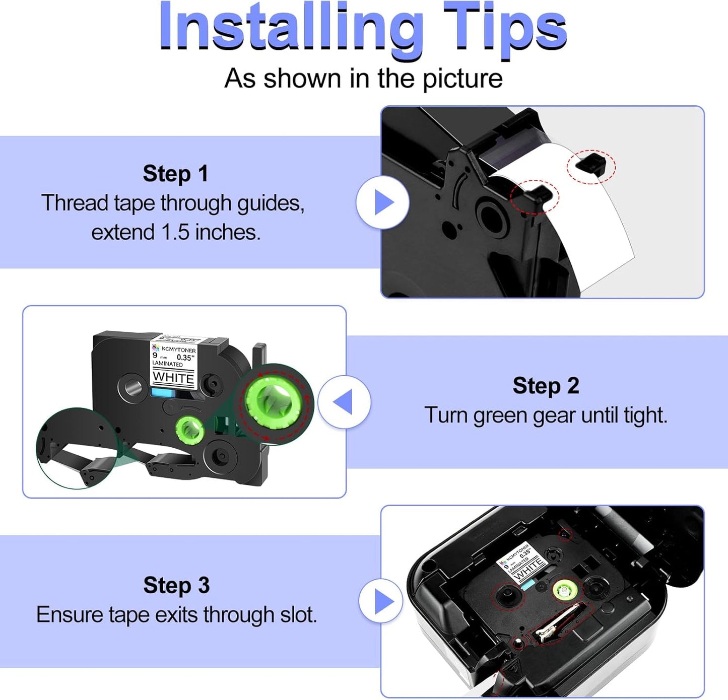 2 Pack Compatible for Ptouch Label Maker Tape 9mm 0.35 Laminated White TZe TZe TZ Tape TZe-221 TZe221 TZ221 for PT-1290SBVP PT-1300 PT-1500PC PT-1600 PT-1700 PT-1750 PT-1750SC