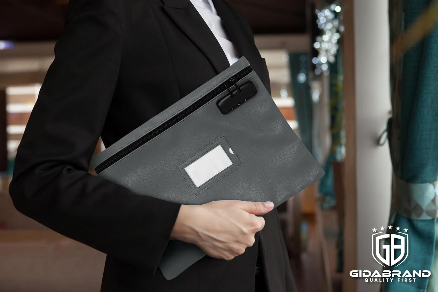 Grey Notary Bag | 14x11 inch | Locking Document Case with Zipper | Carrying Case for Notary Kit, Stamp, Embosser, Ink Pad, and Valuables