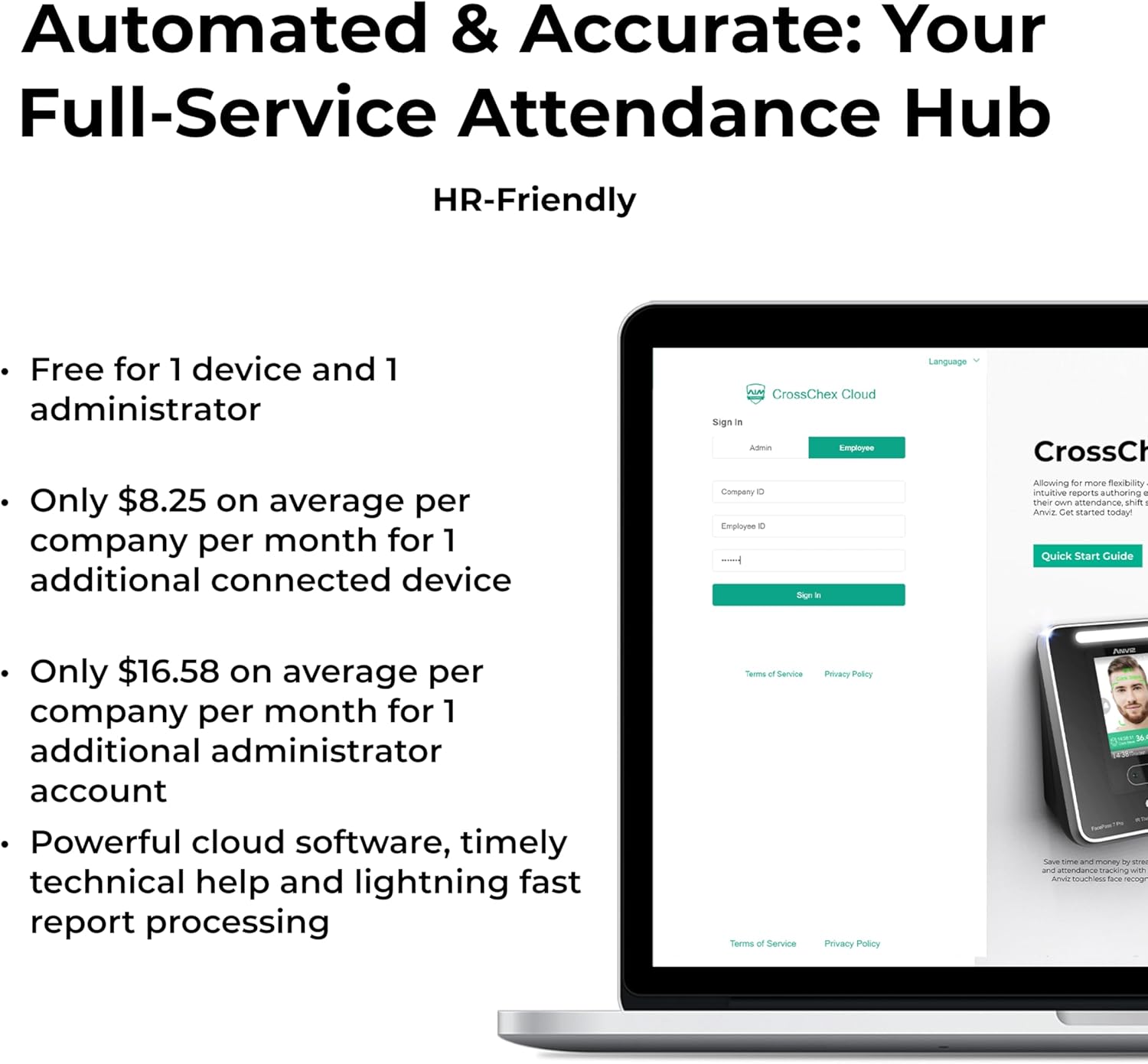 ANVIZ Time Clocks for Employees Small Business - FacePass 7 Pro Biometric Clock in and Out Machine - Face + RFID + Pin Punching in one, Support Door Access, Forever Free Cloud Software