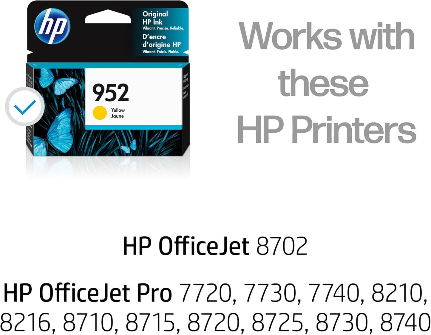 HP 952 Yellow Ink Cartridge | Works with HP OfficeJet 8702, HP OfficeJet Pro 7720, 7740, 8210, 8710, 8720, 8730, 8740 Series | Eligible for Instant Ink | L0S55AN