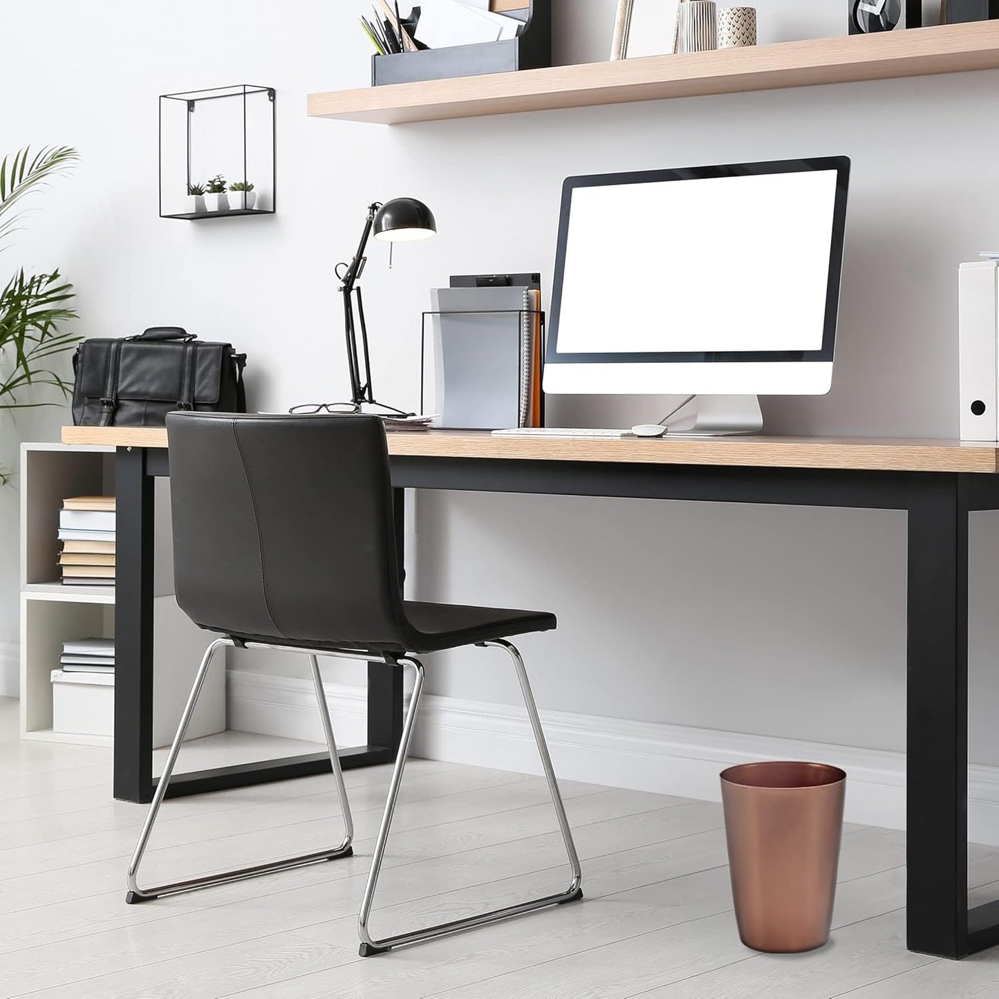 HOLDN’ STORAGE Small Trash Can - 1.58 Gallon Open Top Waste Bin, Compact Waste Can Perfect for Bathroom, Kitchen, Office, Dorm - Durable Garbage Can - Copper