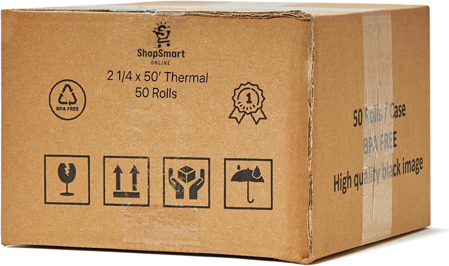 (50 Rolls) 2 1/4 x 55 Thermal Paper Rolls (57mm x 30mm) For New Square Terminal Credit Card Machine 50 GSM Paper Thickness For VeriFone VX520 Ingenico ICT220 ICT250 First Data FD400 BPA FREE