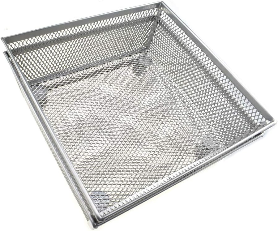 HAHIYO Stackable Mesh Tray Cup 6 x 6 x 2 inches Sturdy Container for Desk Drawer Organizer Collection for Home Office School kitchen Soft Foam Feet No Sharp Edges 2 Pack Silver
