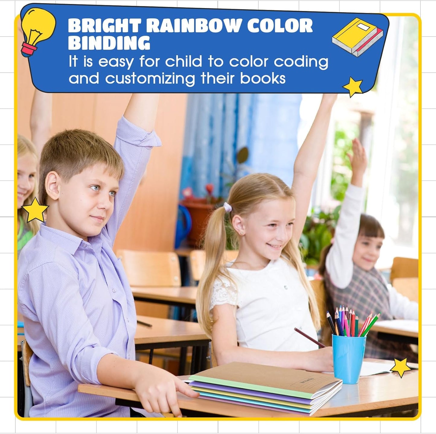 Henoyso 60 Pcs Primary Composition Notebook 9 3/4 x 7 1/2 Inch Kids Journal, Back to School Supplies, K-2 Primary Writing Notebook for Kids Student Draw and Write Story Journal (Colorful Macaron Color)