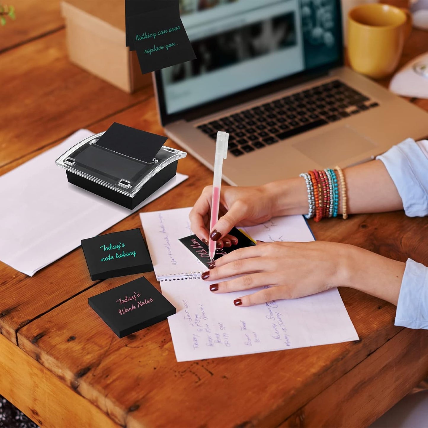 4 Pcs Pop Up Sticky Note Dispenser Sticky Note Holder Pop Up Note Dispenser Transparent Top for 3 x 3 Inch Sticky Notes School Office Home Store Black Base Clear Top (4)