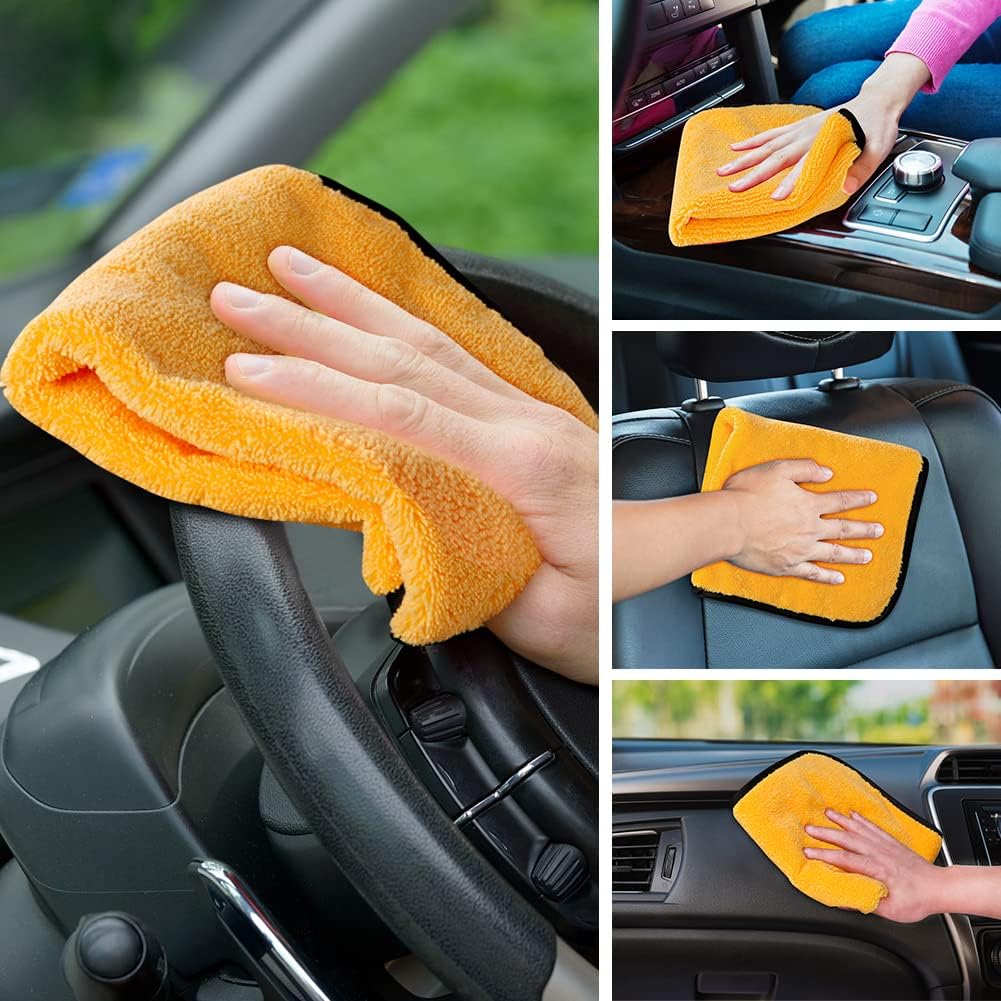 HOMEXCEL Microfiber Towels for Car, Premium Cleaning Cloth Lint Free,Scratch Free, Strong Water Absorption, Car Washing Drying Towel for Household, Auto Detailing, Windows, 16" x 24 ", 3 Pack
