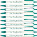 Personalized Click Stick Pens With your Custom Logo or Text-300 Pack Bulk-for Businesses, Parties, and Events, Custom Printed Retractable Slim Ballpoint Pens, Teal, Black Ink