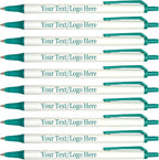 Personalized Click Stick Pens With your Custom Logo or Text-300 Pack Bulk-for Businesses, Parties, and Events, Custom Printed Retractable Slim Ballpoint Pens, Teal, Black Ink
