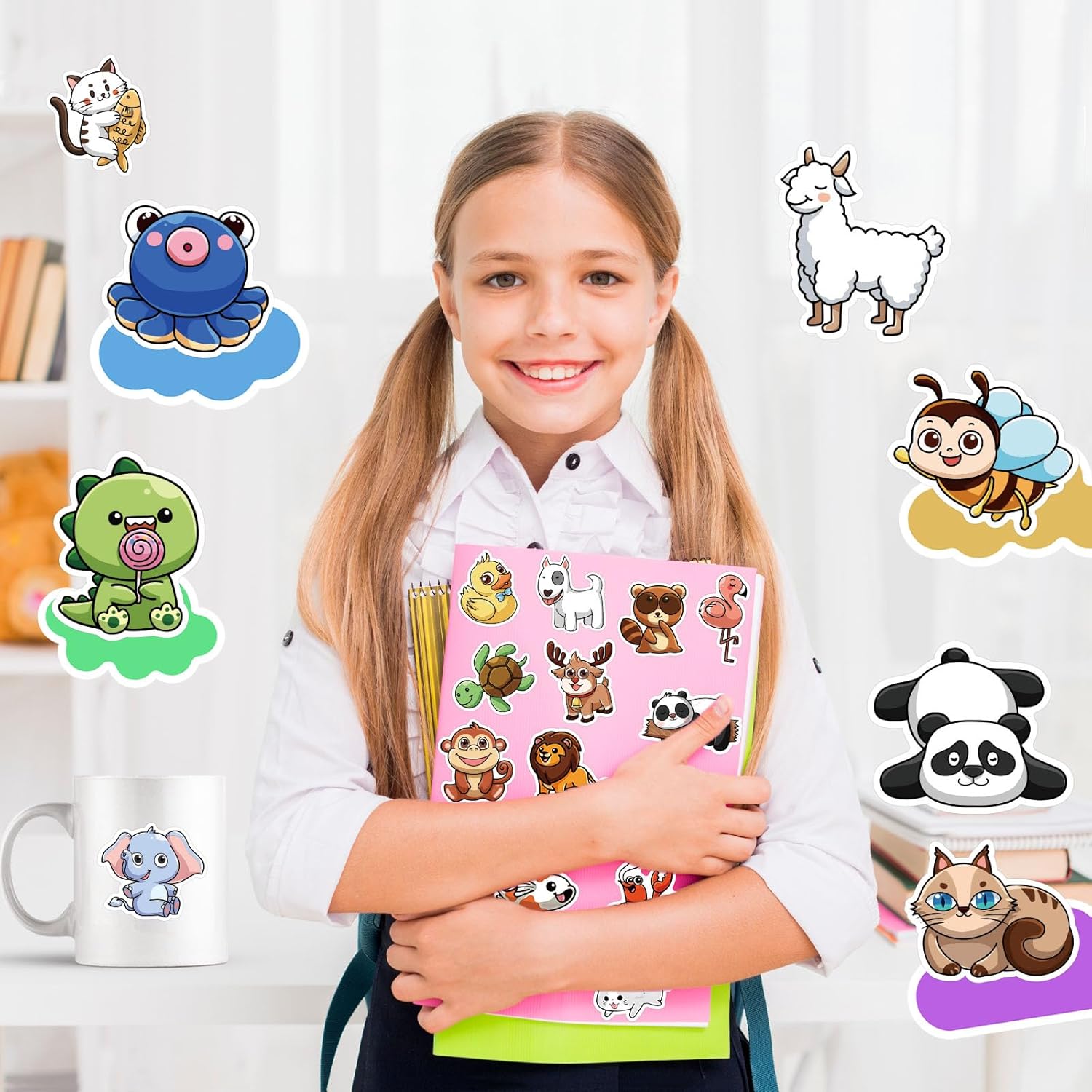 Animal Stickers for Kids 300 Pcs Kawaii Cute Mixed Animals Sticker Pack, Teacher Classroom Prizes for Reward, Waterproof Vinyl Stickers for Water Bottles Laptop Scrapbook Journaling Notebook Diary etc