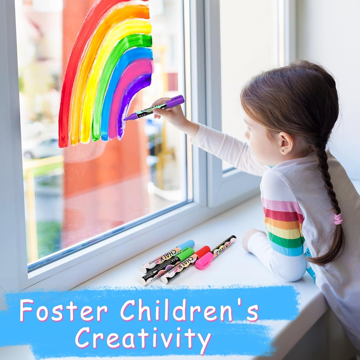 12 Liquid Chalk Markers for Blackboard Washable, 6MM Chalkboard Markers for Whiteboard, Window, Glass, Mirror, Car, Non-Toxic Chalk Pens for Back to School, Office & Home Use