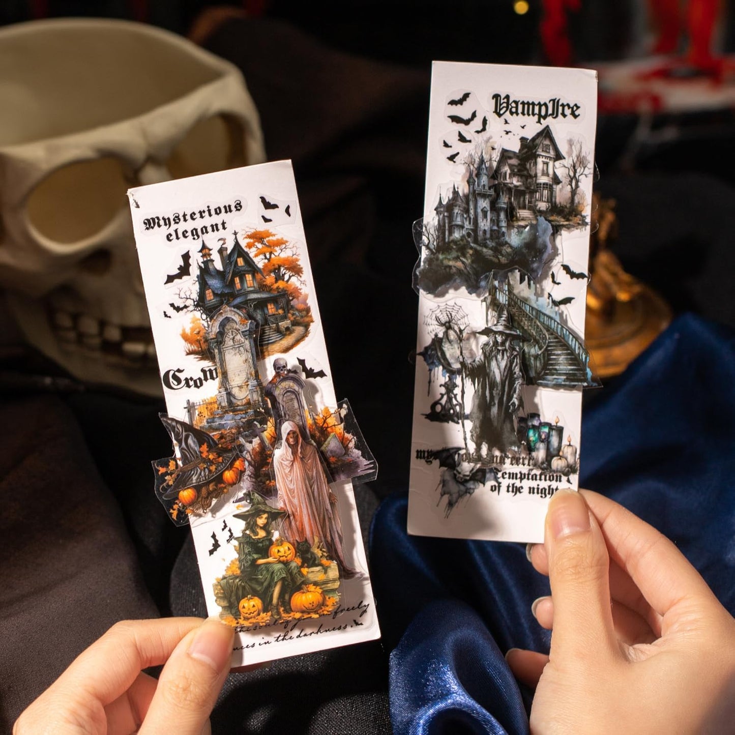 Gothic PET Scrapbook Stickers Set, 12PCS Pre-Cut Ephemera for Scrapbooking, Junk Journaling, Crafting, DIY Projects, Diaries, and Art Supplies