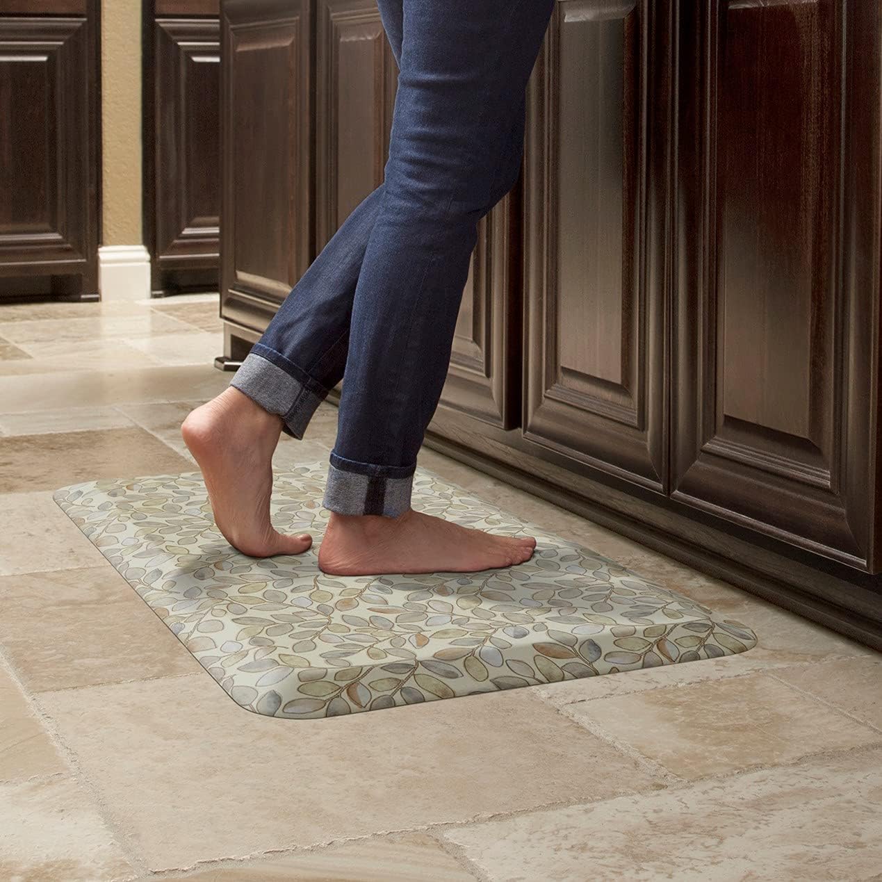 GelPro Designer Comfort 3/4" Thick Ergo-Foam Anti-Fatigue Kitchen Floor Mat, 20"x32", Orchard Almond