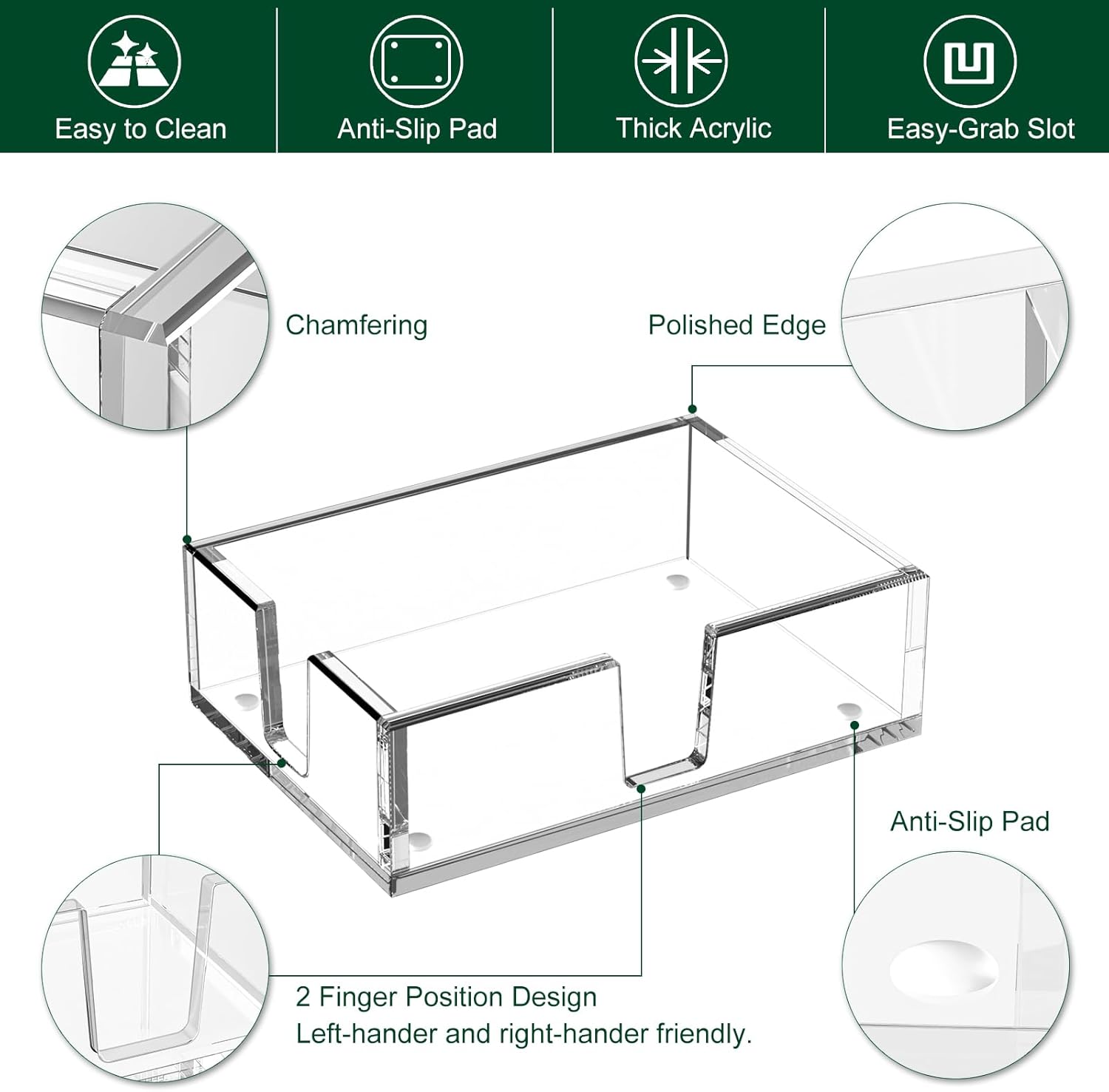 Acrylic Sticky Note Holder, Self-Stick Note Pad Holder W/O Pads - Note Dispenser Memo Pad Holder Desk Organizer for School Office Home (4''x6'' Clear)