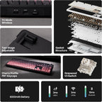 EPOMAKER X Aula F108 PRO Wireless Gaming Keyboard with Screen, 8000mAh Battery, 104 Hot-Swappable and Programmable Keys and Knob, RGB Backlight, for Mac/PC/Android (Pink Gradient)