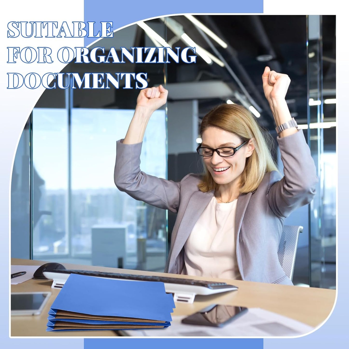 24 Pcs Classification Folders Letter Size, 2 Pocket Dividers Pressboard File Folder with Fasteners, Expanding File Organizer Bulk for Teachers, Clergy, Office, Church, Christmas (Dark Blue)