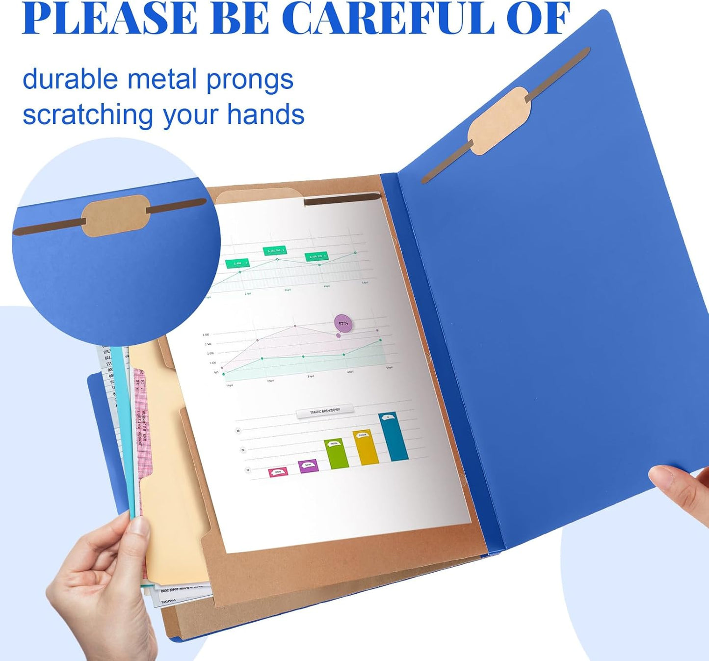 12 Pcs Classification Folders Letter Size, 2 Pocket Dividers Pressboard File Folder with Fasteners, Expanding File Organizer Bulk for Teachers, Clergy, Office, Church, Christmas (Dark Blue)