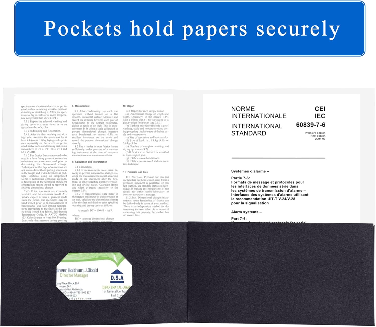 Zzrywuty 25 Packs 2 Pocket File Folders with Business Card Slot,Textured Paper,Letter Size,Holds 100 Sheets for School,Office,Business,Black