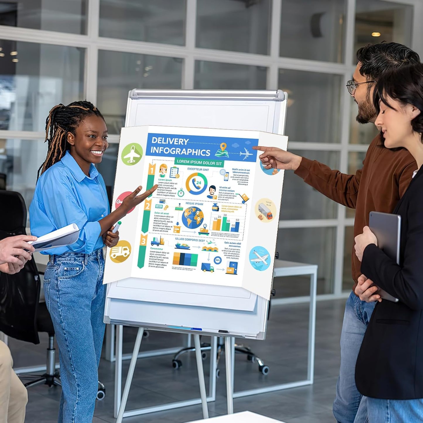 4 Pack Trifold Poster Board 24" X 36", IKAYAS Single sided White Tri-fold Poster Boards, Science Fair Display Boards Posterboard Foamboard for Mounting, Art, Display, Projects Classroom Supplies