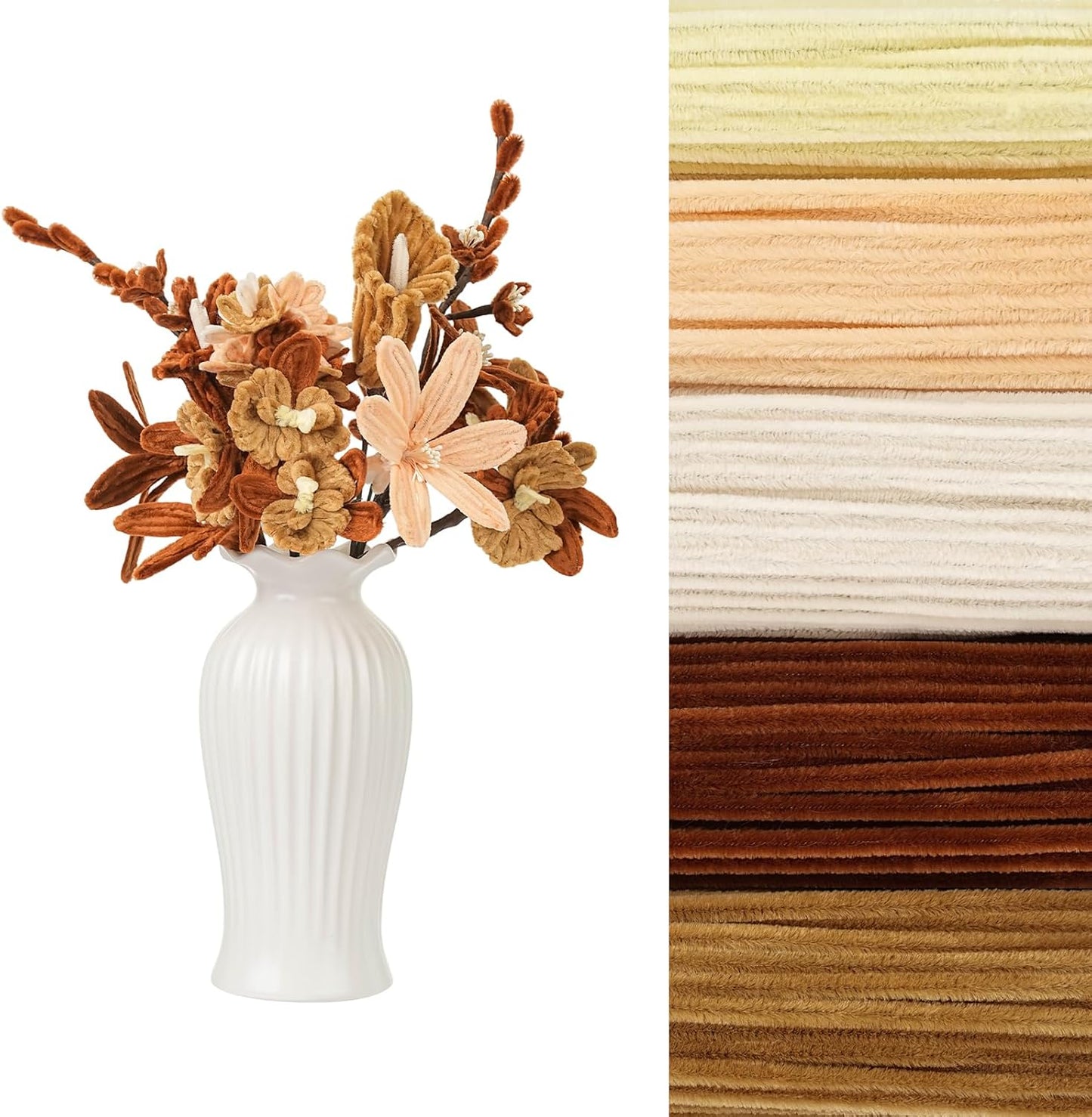 400 PCS Pipe Cleaners Bulk,5 Colors Pipe Cleaners Craft for Flowers with Floral Wires,Gardening Tape,Greeting Card,Bouquet Paper,Hot Glue Stick,Stamen & Ribbon,Ideals for DIY Holiday Deco