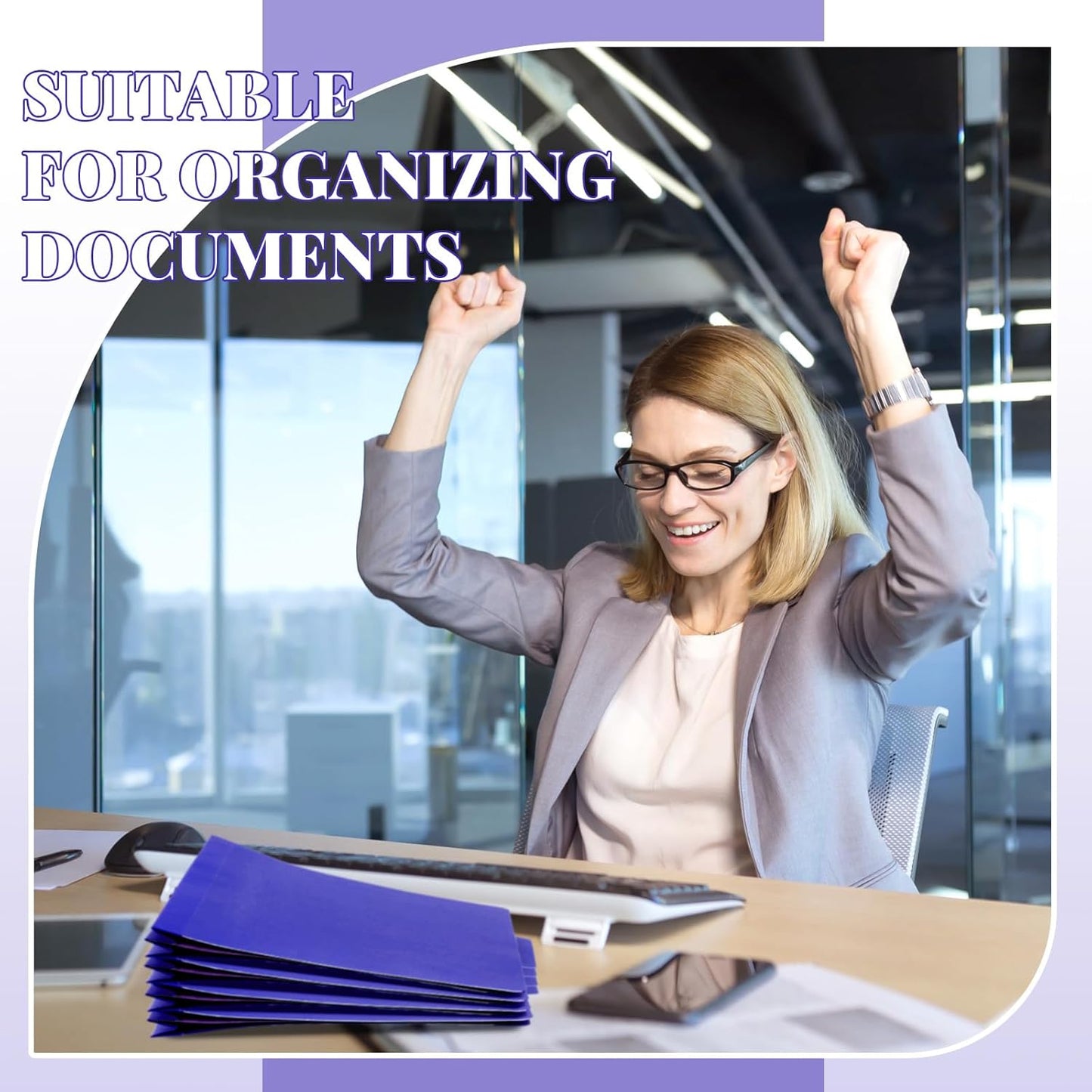 36 Pcs Classification Folders Letter Size, 3 Divider Pressboard File Folder with Fasteners, Expanding File Organizer Bulk for Teachers, Clergy, Office, Church, Christmas Donations (Purple)