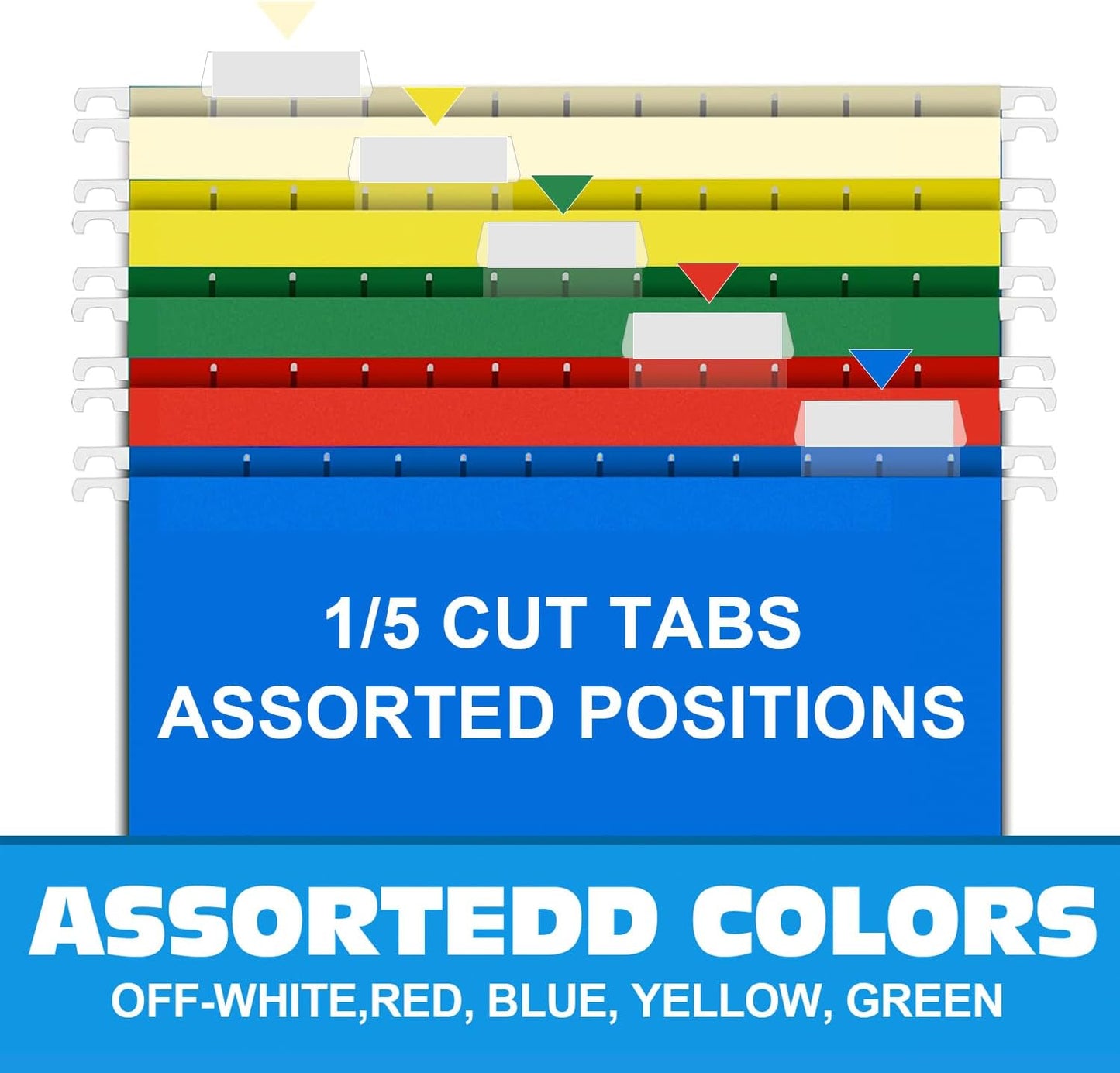 HERKKA Hanging File Folders, 60 Pack Reinforced Letter Size Hanging Folders with Heavy Duty 0 Inch Expansion, Designed for Bulky Files, Medical Charts, Adjustable Tabs, Assorted Colors