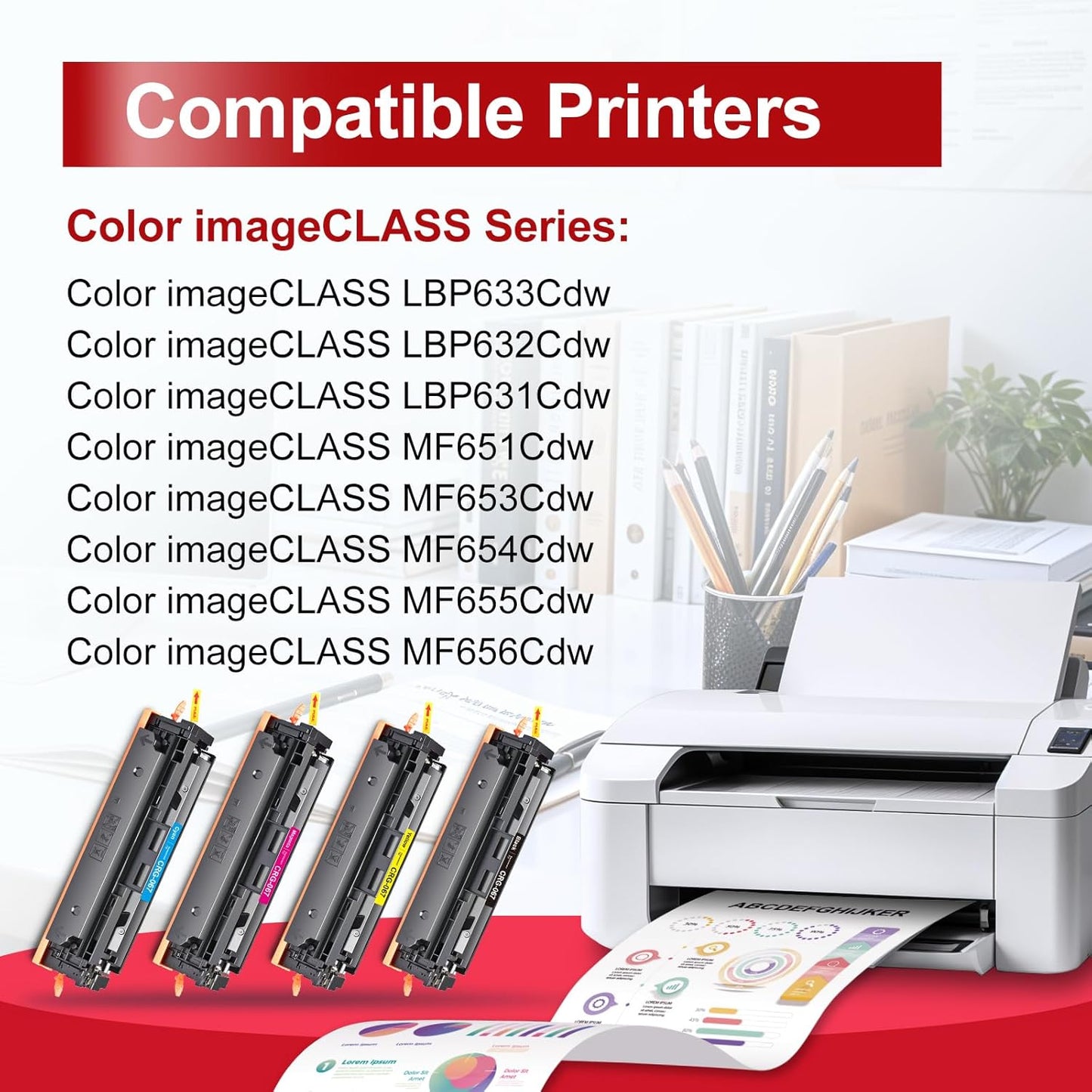 InkNI 067 067H Toner Cartridge Set Replacement for Canon 067 Toner Cartridge Set for Canon ImageCLASS MF656Cdw MF654Cdw LBP632Cdw LBP633Cdw MF653Cdw Printer Ink High Yield (Black Cyan Magenta Yellow)