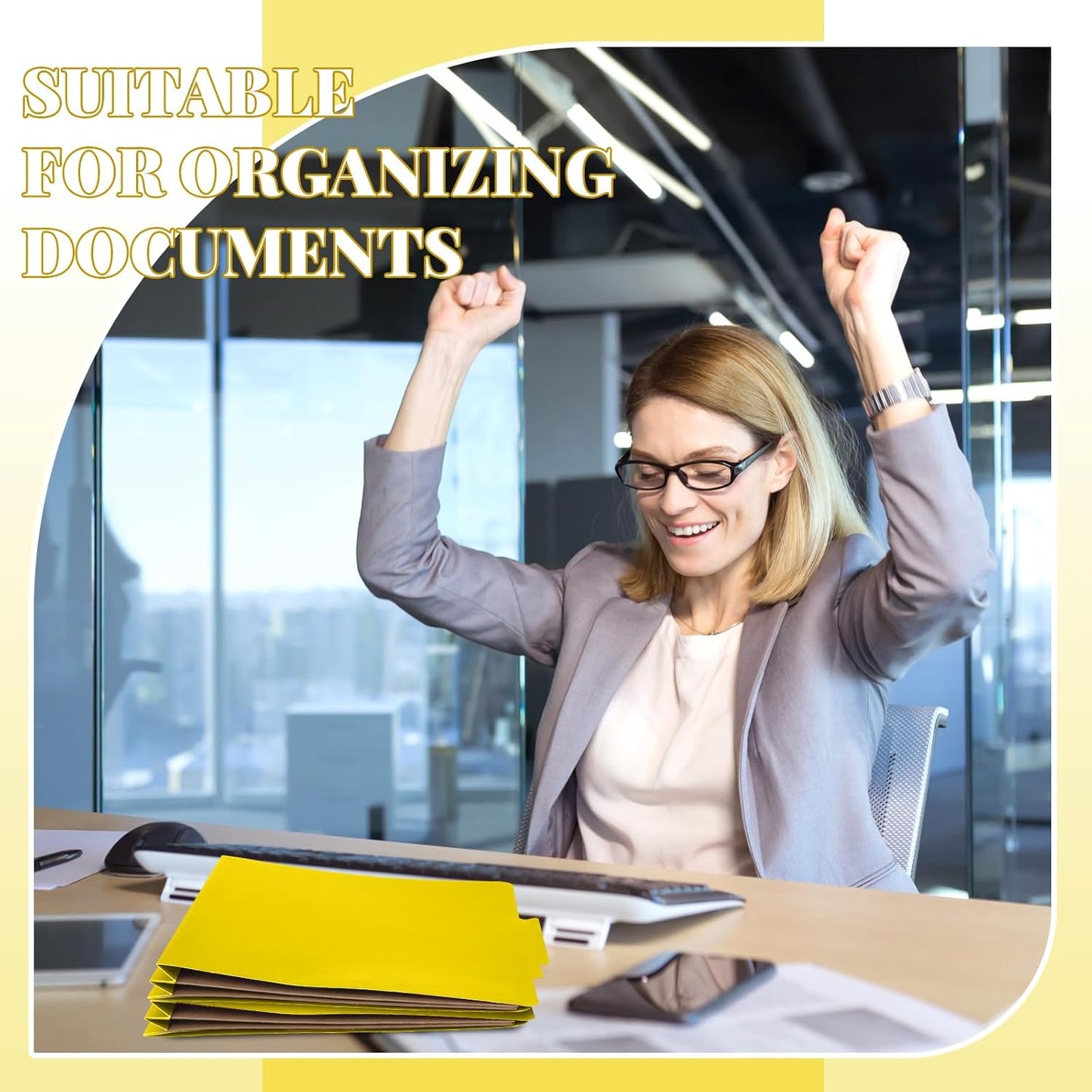 36 Pcs Classification Folders Letter Size, 2 Pocket Dividers Pressboard File Folder with Fasteners, Expanding File Organizer Bulk for Teachers, Clergy, Office, Church, Christmas (Yellow)